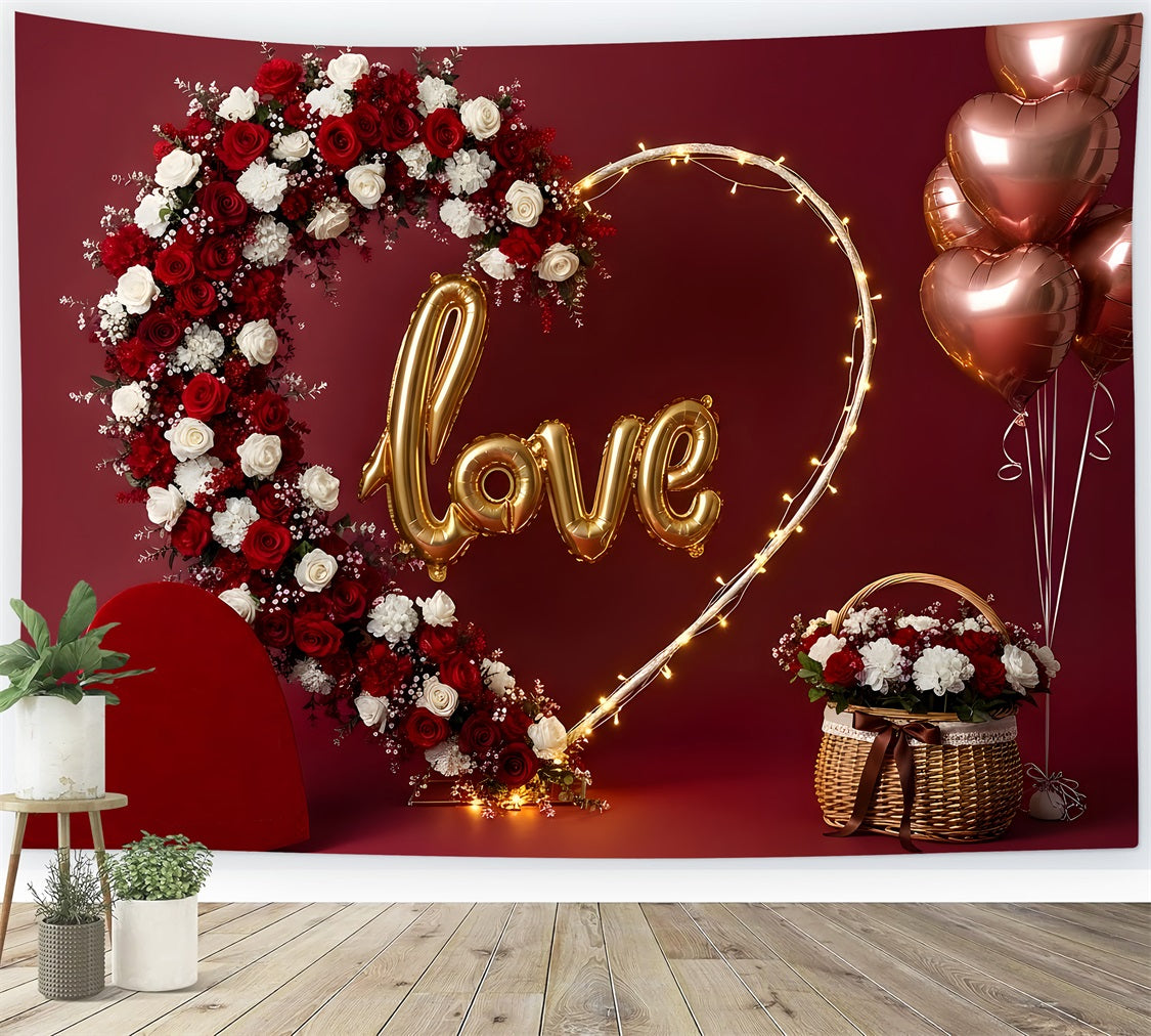 Fond Photo Romantique Arche Florale en Cœur d’Amour Par Magali
