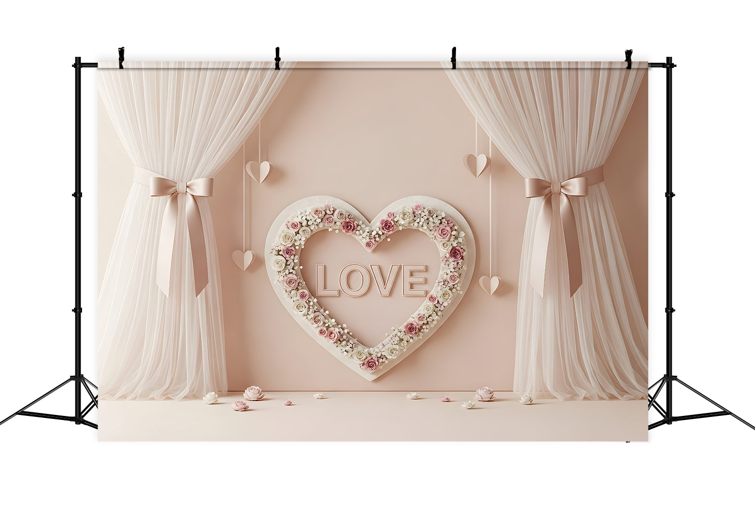 Fond Photo de Saint Valentin Décor Cœur Floral Romantique Par Magali