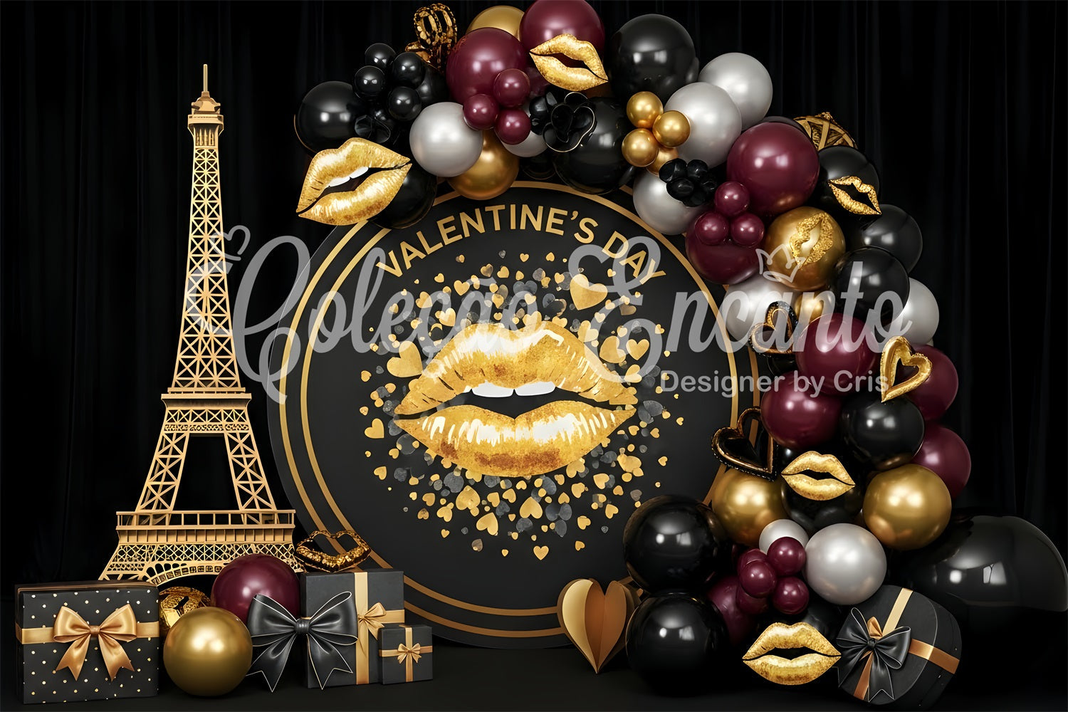 Fond Photo de St Valentn Mise en Scène Glamour Paris Doré Baiser Par Magali