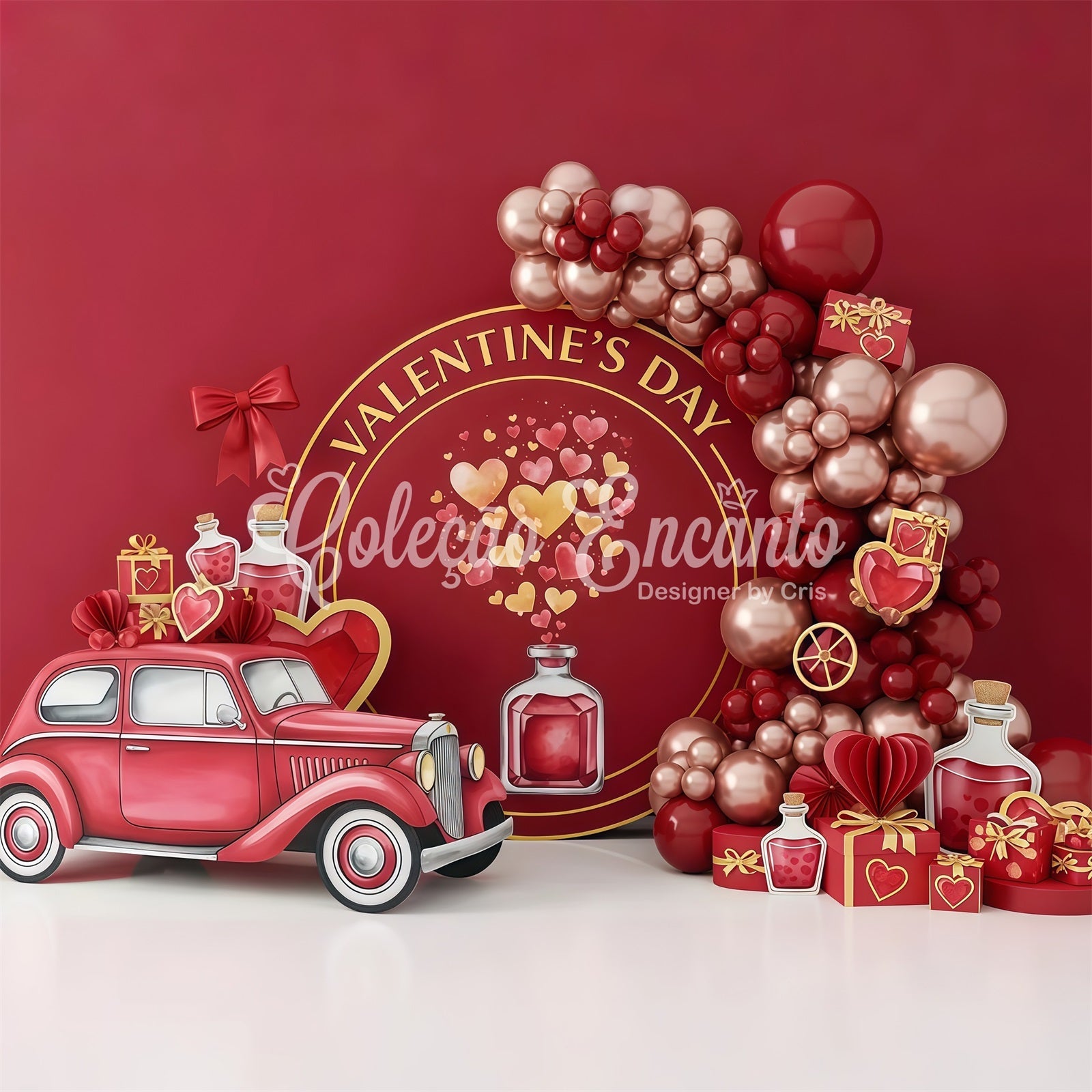 Toile de fond St Valentin Voiture Vintage de Potion d’Amour Par Magali