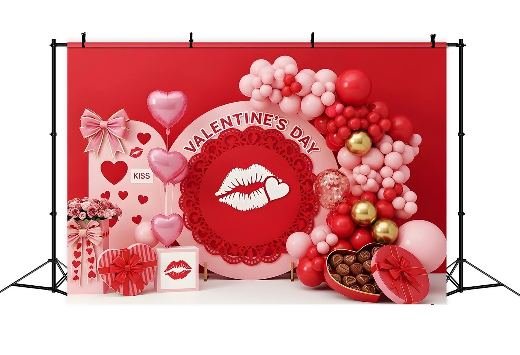 Toile de fond de St Valentin Délice de Baiser Cœur Rose Par Magali
