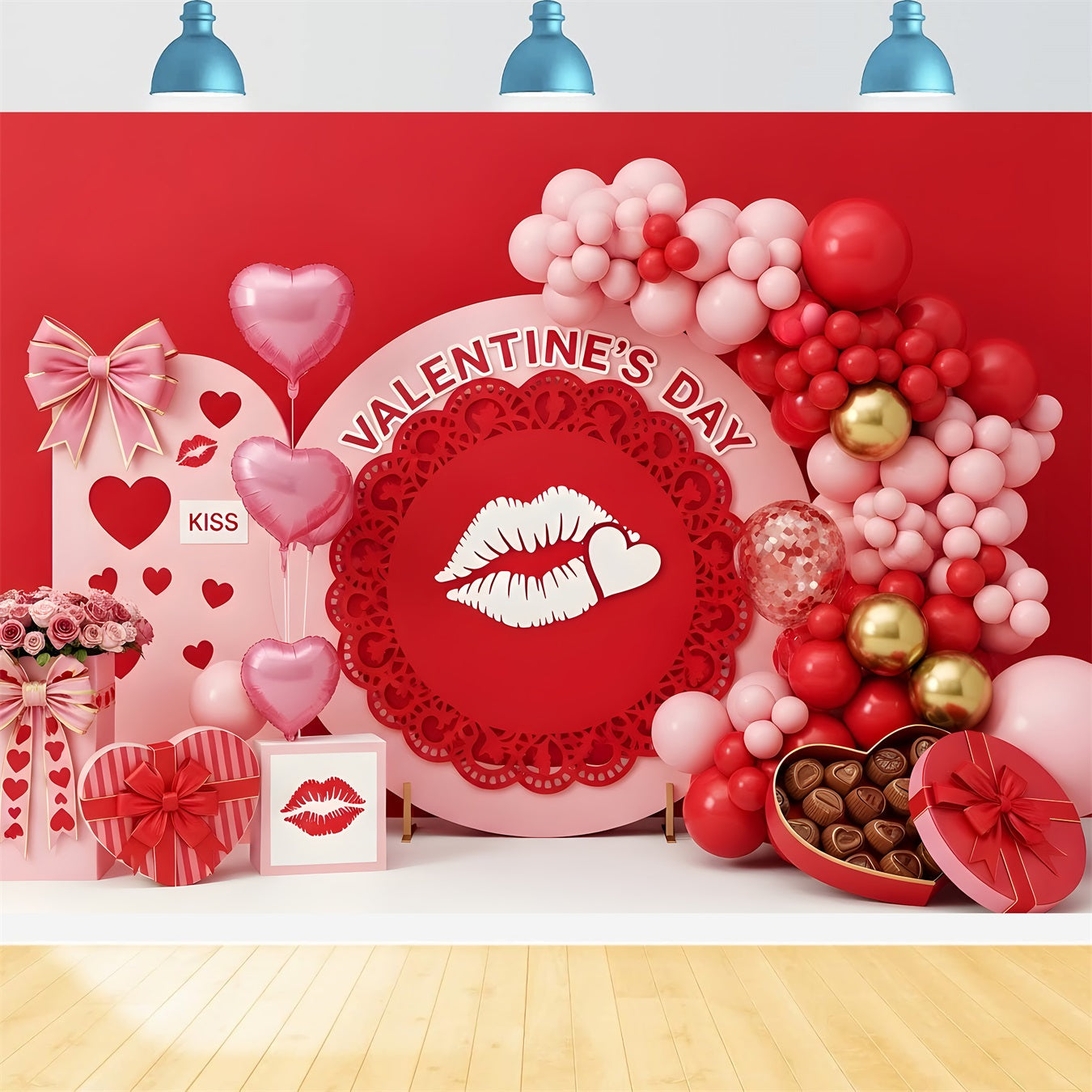 Toile de fond de St Valentin Délice de Baiser Cœur Rose Par Magali