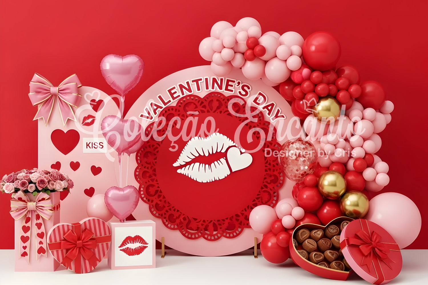 Toile de fond de St Valentin Délice de Baiser Cœur Rose Par Magali