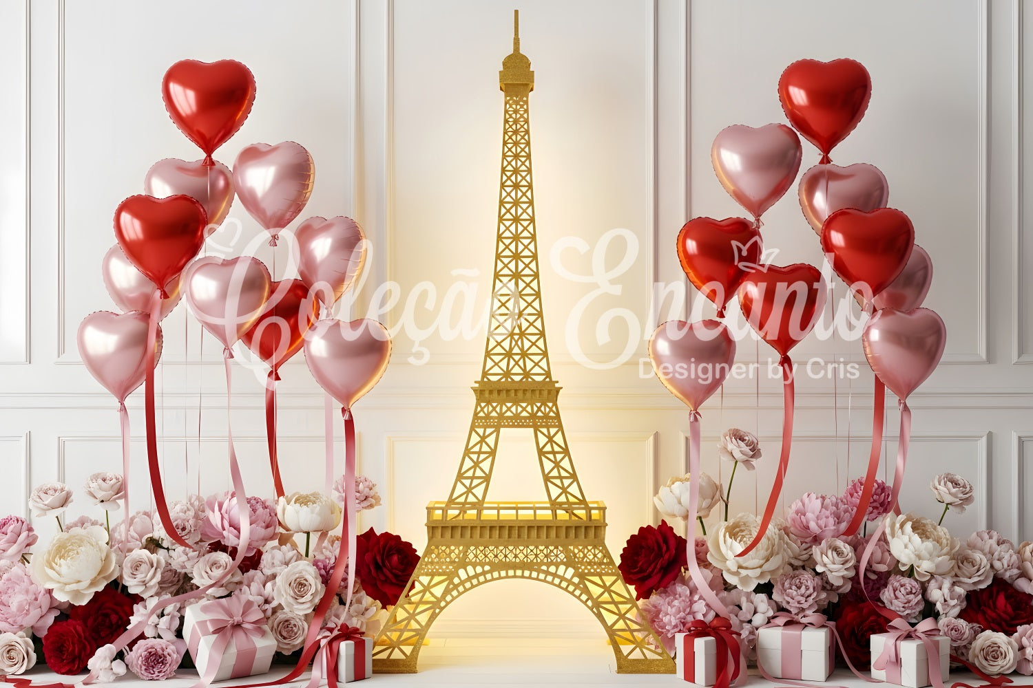 Fond Photo Saint Valentin Ballons Cœur Dorés Paris Par Magali