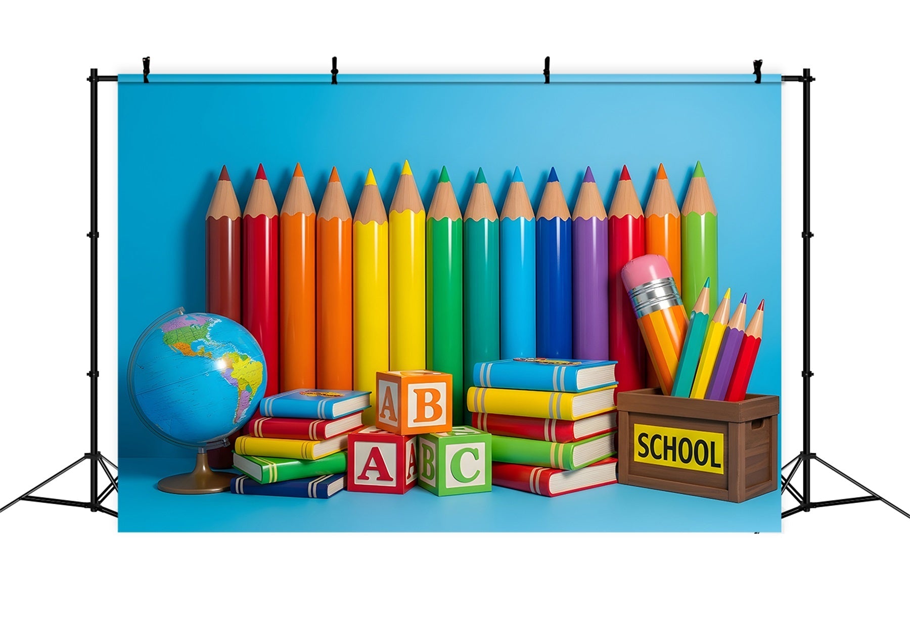 Toile de fond Rentrée des Classes Mur de Crayons Colorés Par Magali