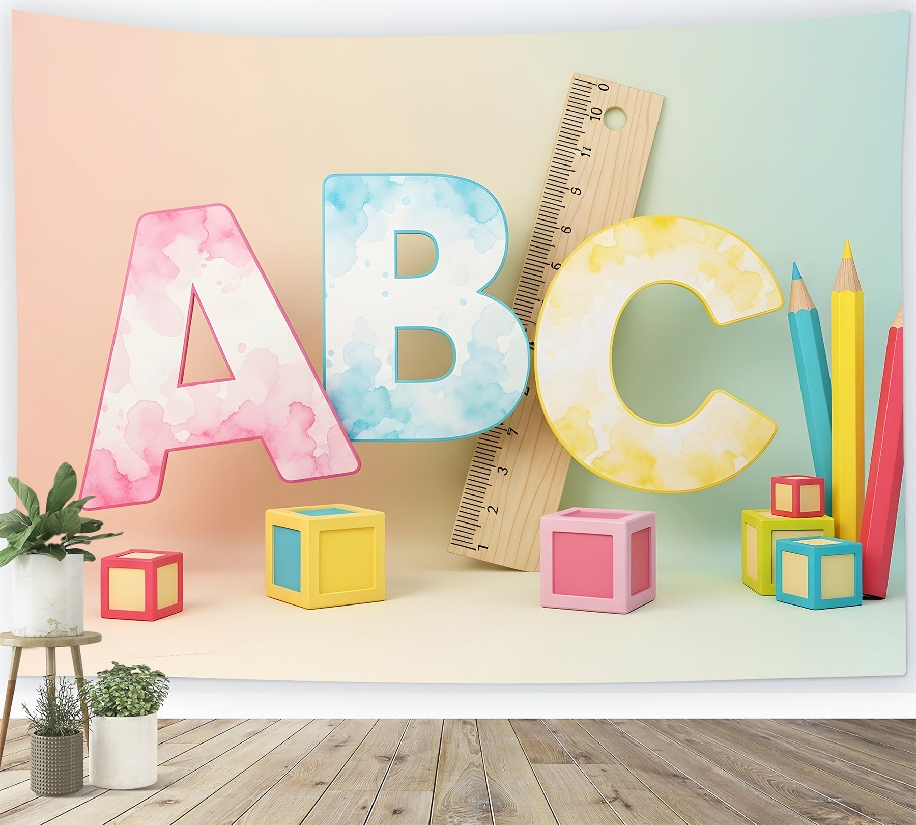 Fond Photo de Classe Blocs ABC Aquarelle Par Magali