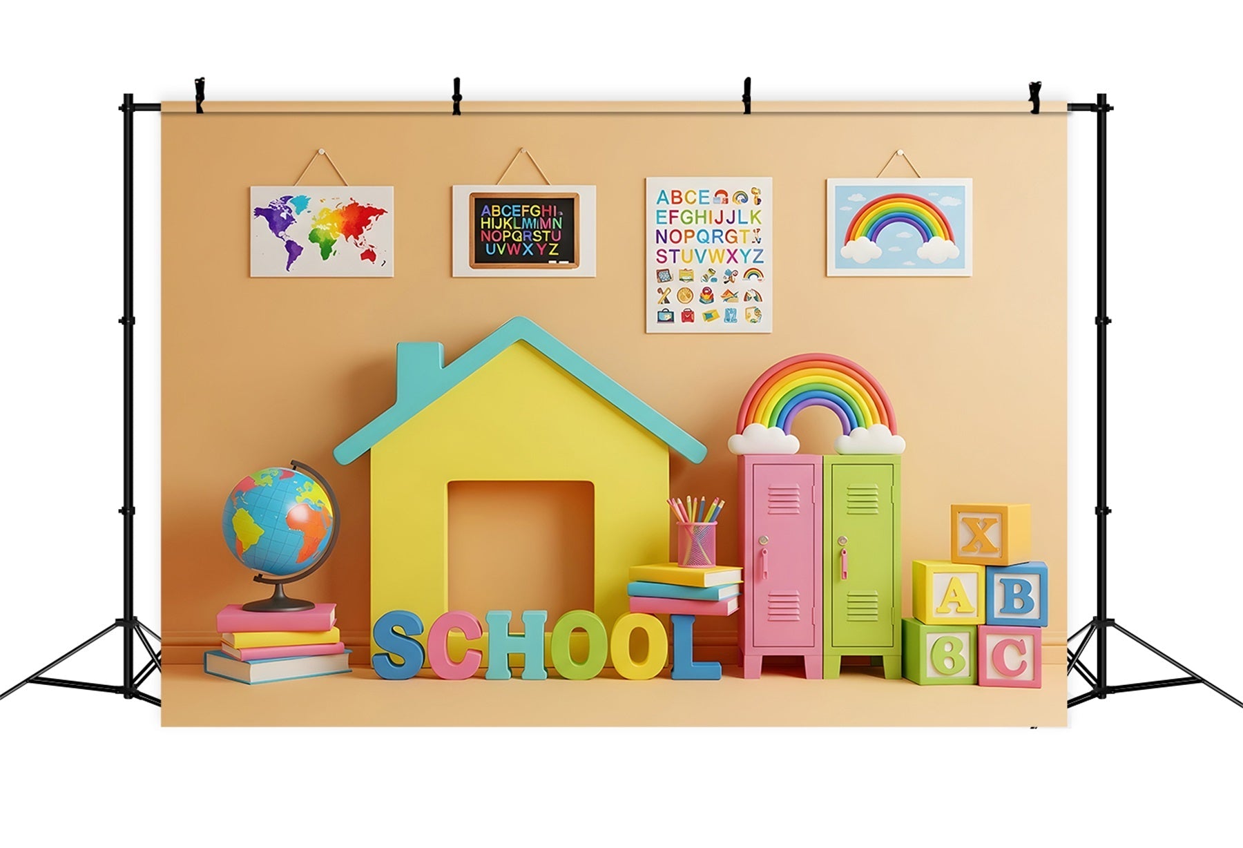 Fond Photo Ecole Maison de Classe Colorée Par Magali