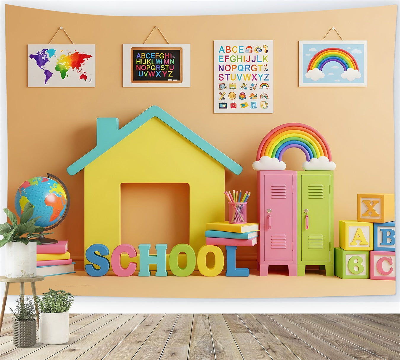 Fond Photo Ecole Maison de Classe Colorée Par Magali