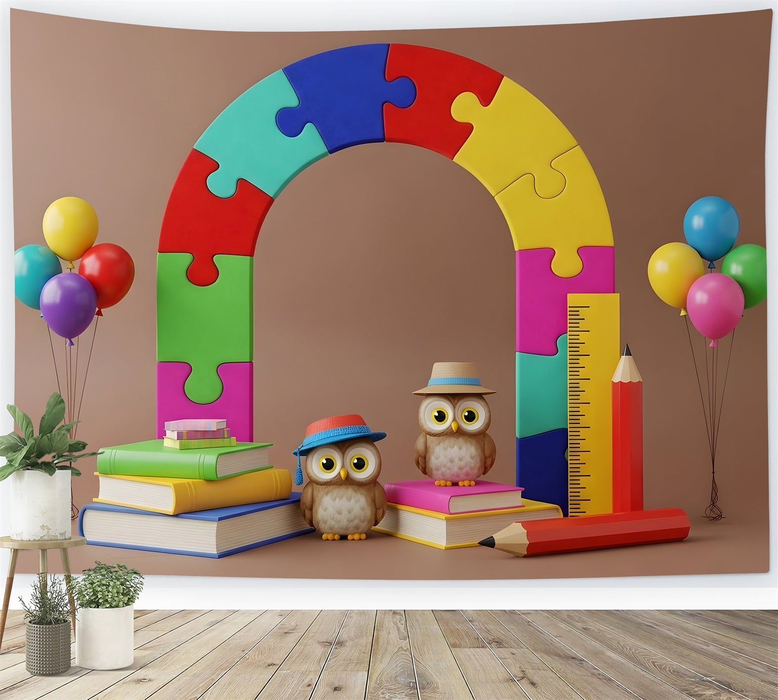 Fond photo école Composition Arche Puzzle Hiboux Par Magali