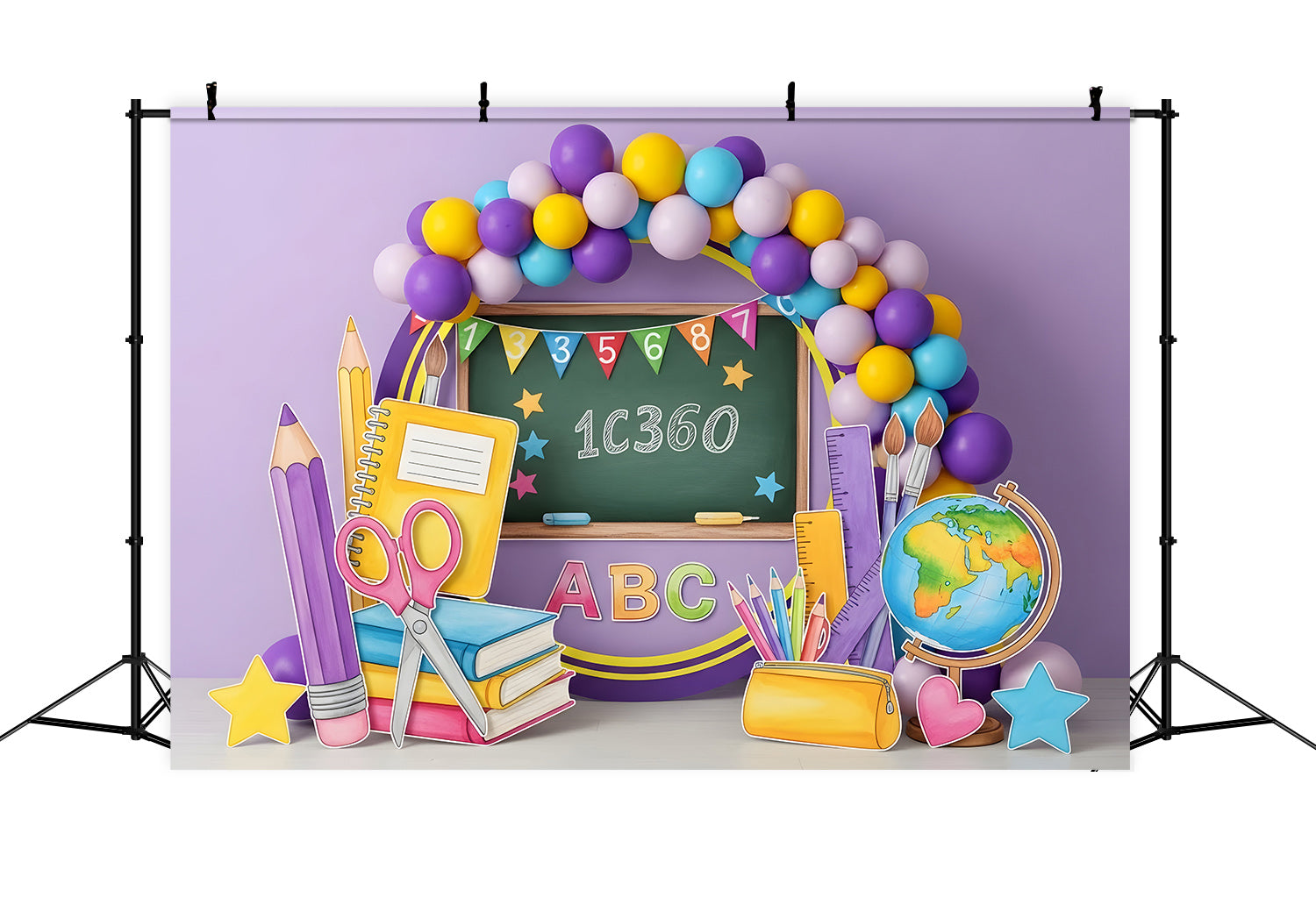 Toile de fond Rentrée des Classes Chiffres Colorés sur Tableau Noir Par Magali