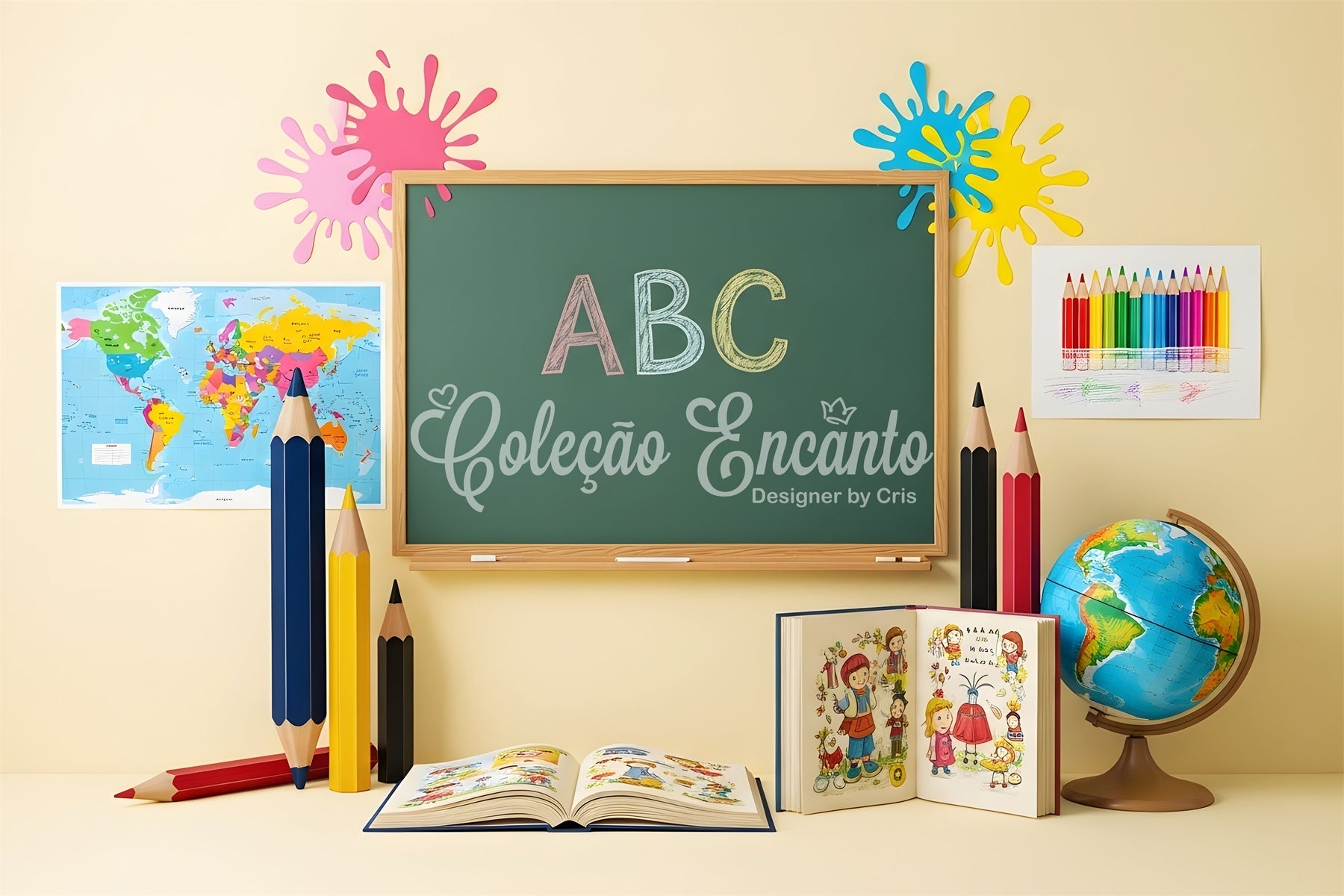 Fond Photo de Classe Éclaboussures ABC Lumineuses Par Magali