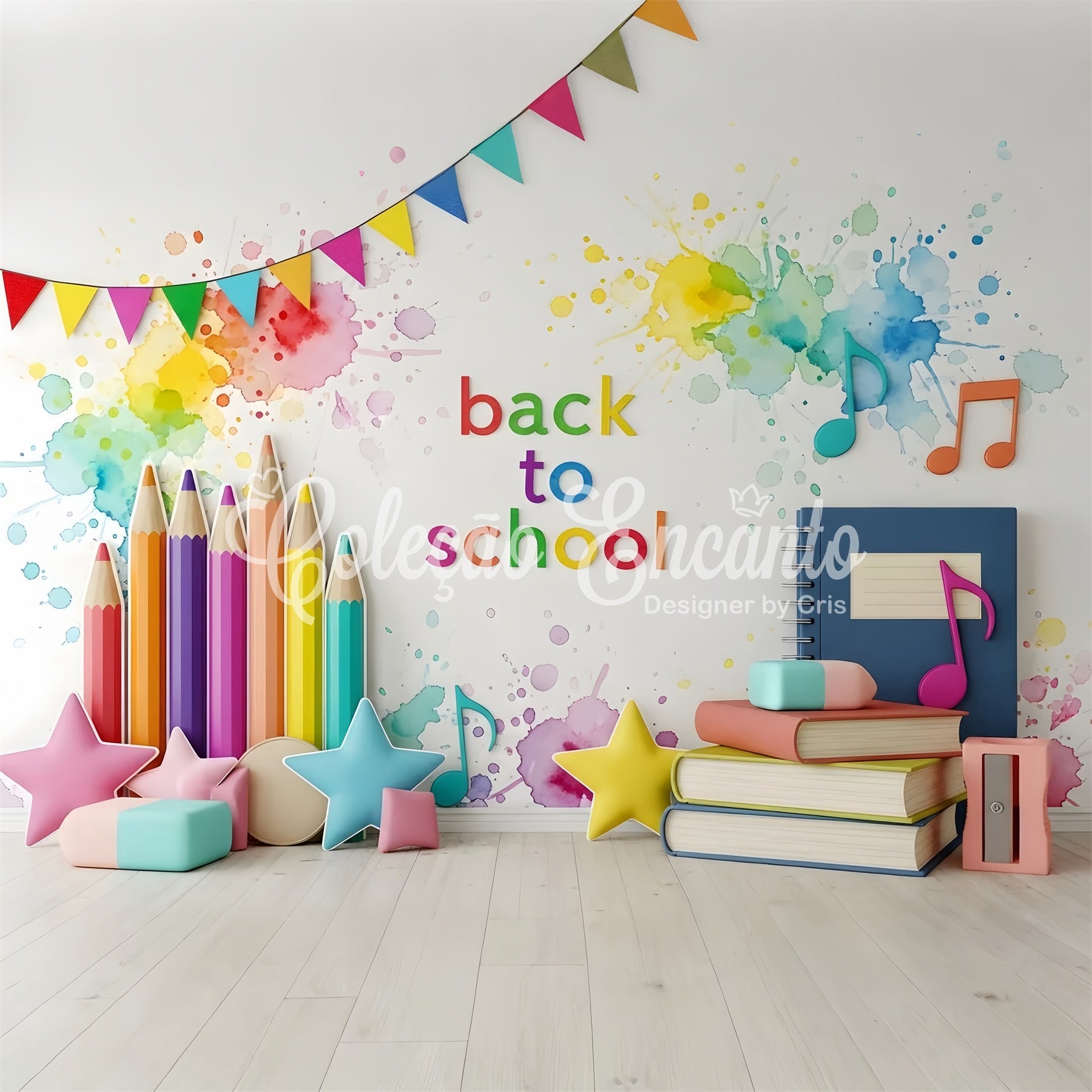 Fond photo Classe Éclaboussures Musicales Crayons Arc-en-Ciel Par Magali