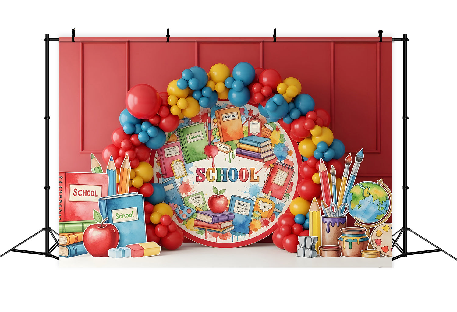 Toile de fond Rentrée des Classes Salle de Classe aux Ballons Vibrants Par Magali