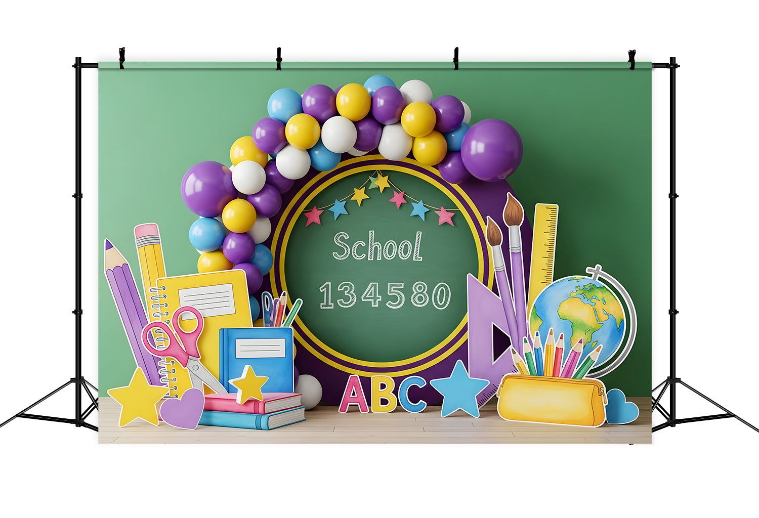 Fond Photo Rentrée des Classes Coin d’Apprentissage Tableau Noir Violet Par Magali