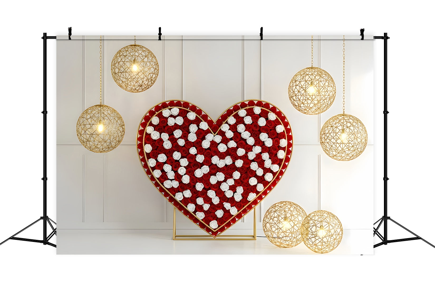 Fond Photo St Valentin Cadre Cœur de Roses Lumineux Par Magali