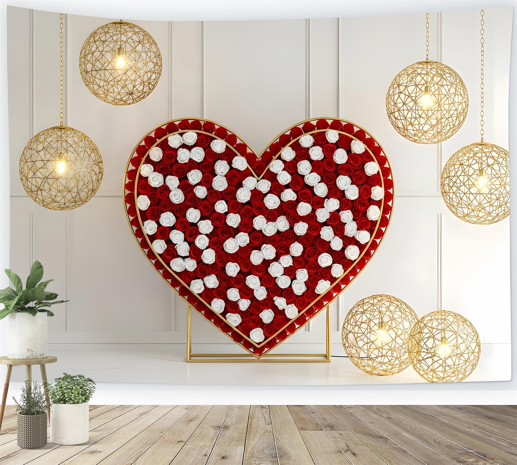 Fond Photo St Valentin Cadre Cœur de Roses Lumineux Par Magali
