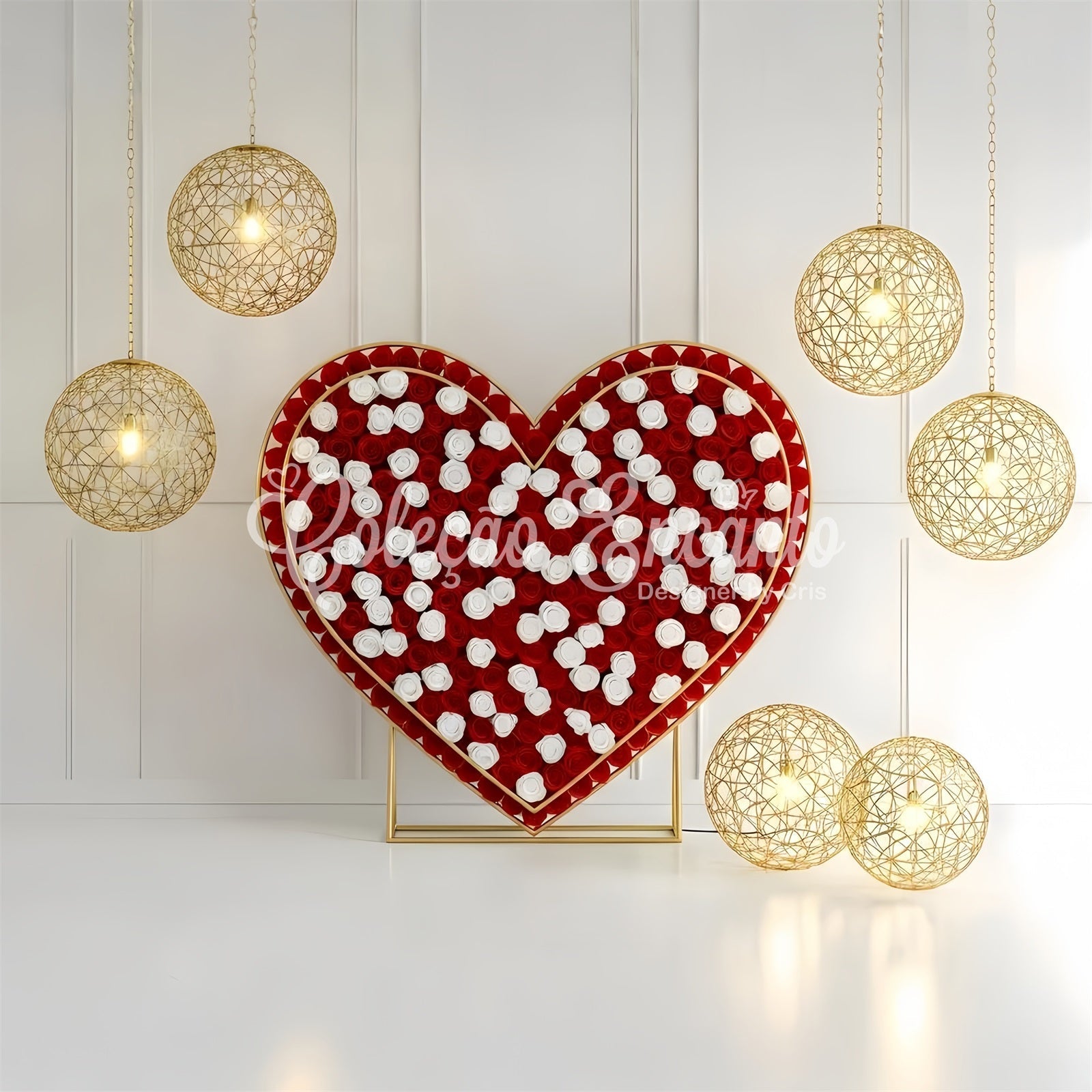 Fond Photo St Valentin Cadre Cœur de Roses Lumineux Par Magali