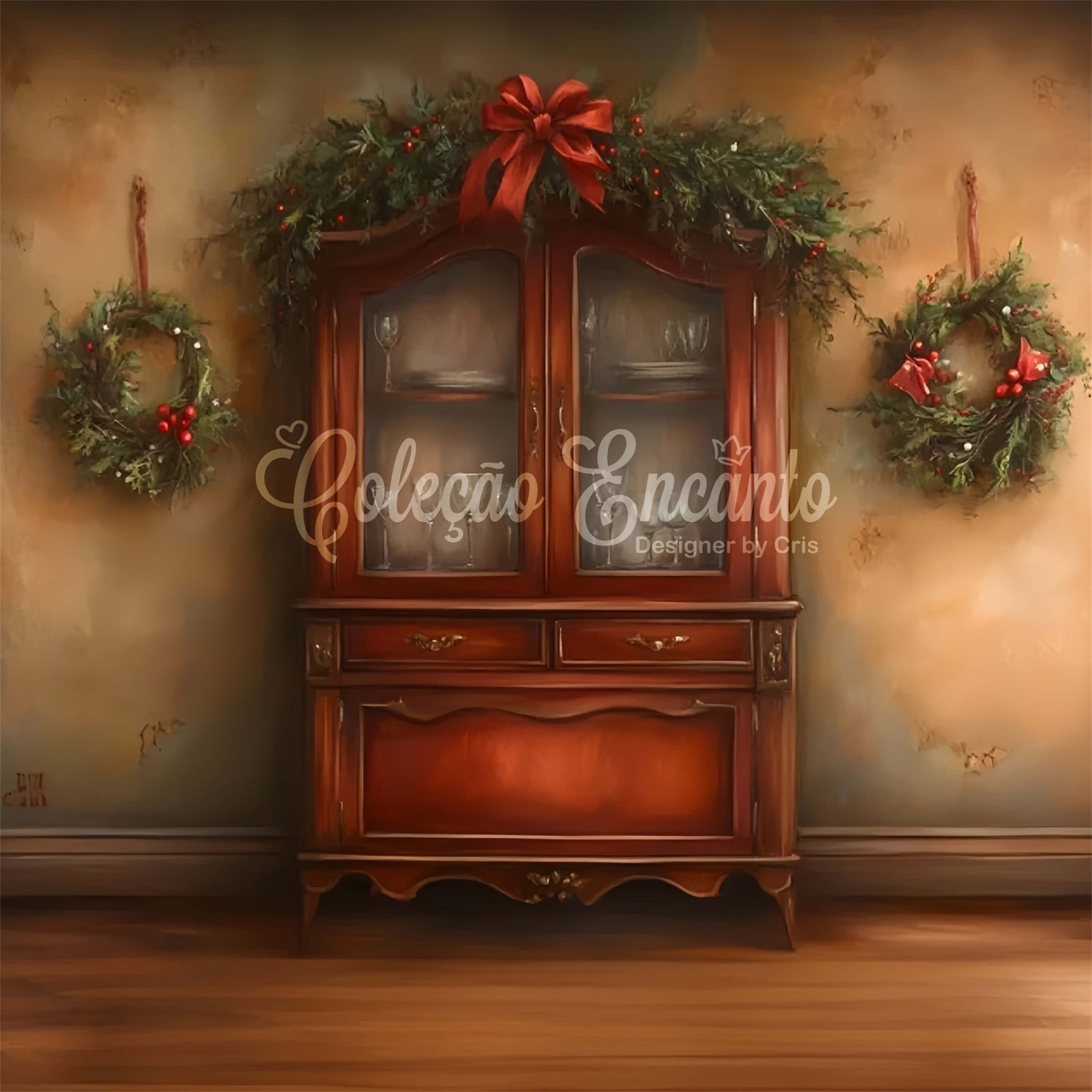 Toile de fond Noël Intérieur Couronnes de Fêtes par Magali