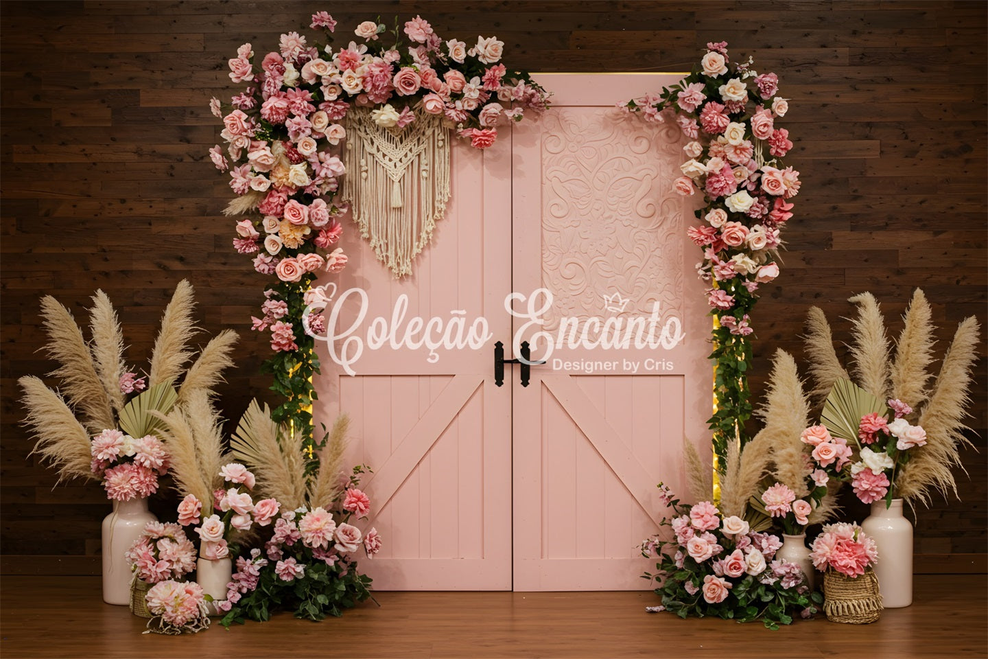 Toile de fond Fête des Mères Entrée Pampas Florales Roses Par Magali