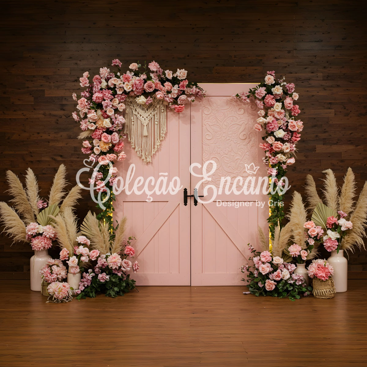 Toile de fond Fête des Mères Entrée Pampas Florales Roses Par Magali