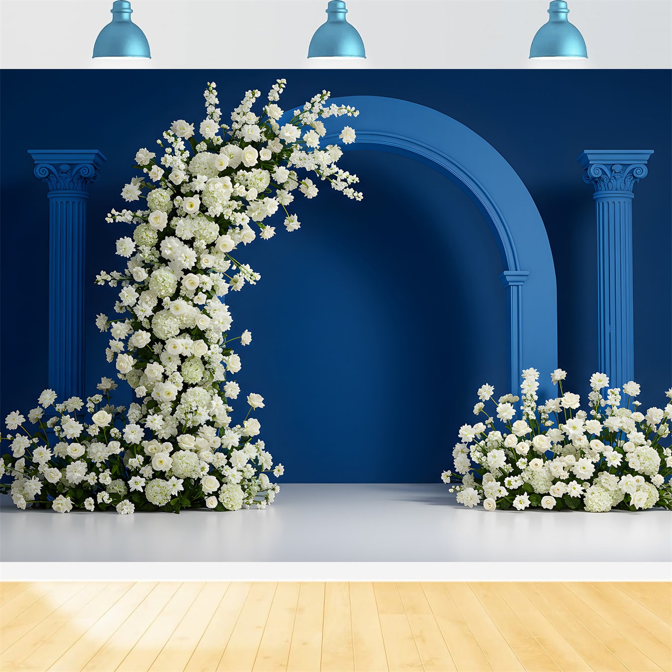 Fond Photo Fête des Mères Arche Bleue Fleurs Blanches Par Magali