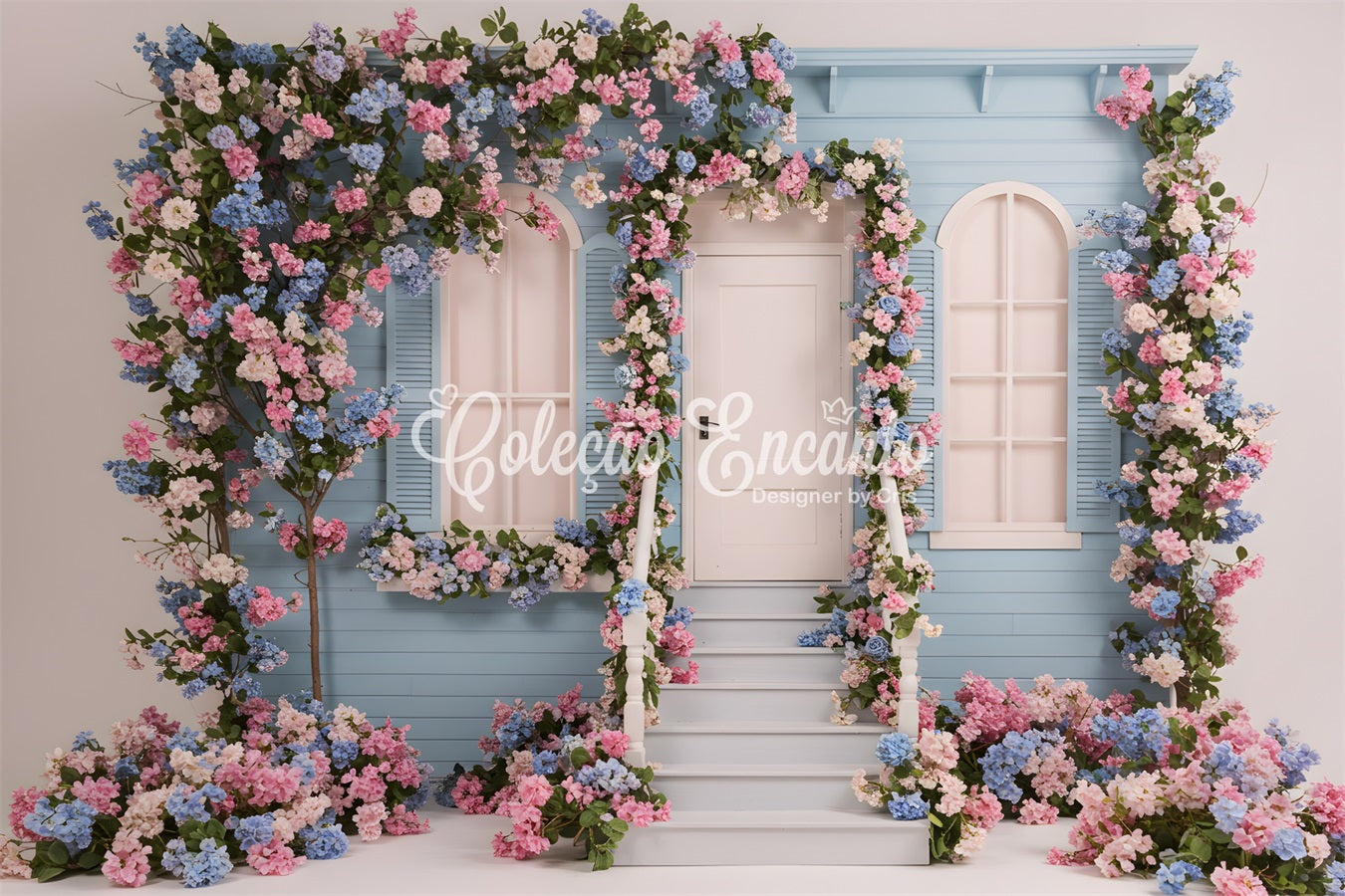 Fond Studio Fête des Mères Maison Florale Bleue Par Magali