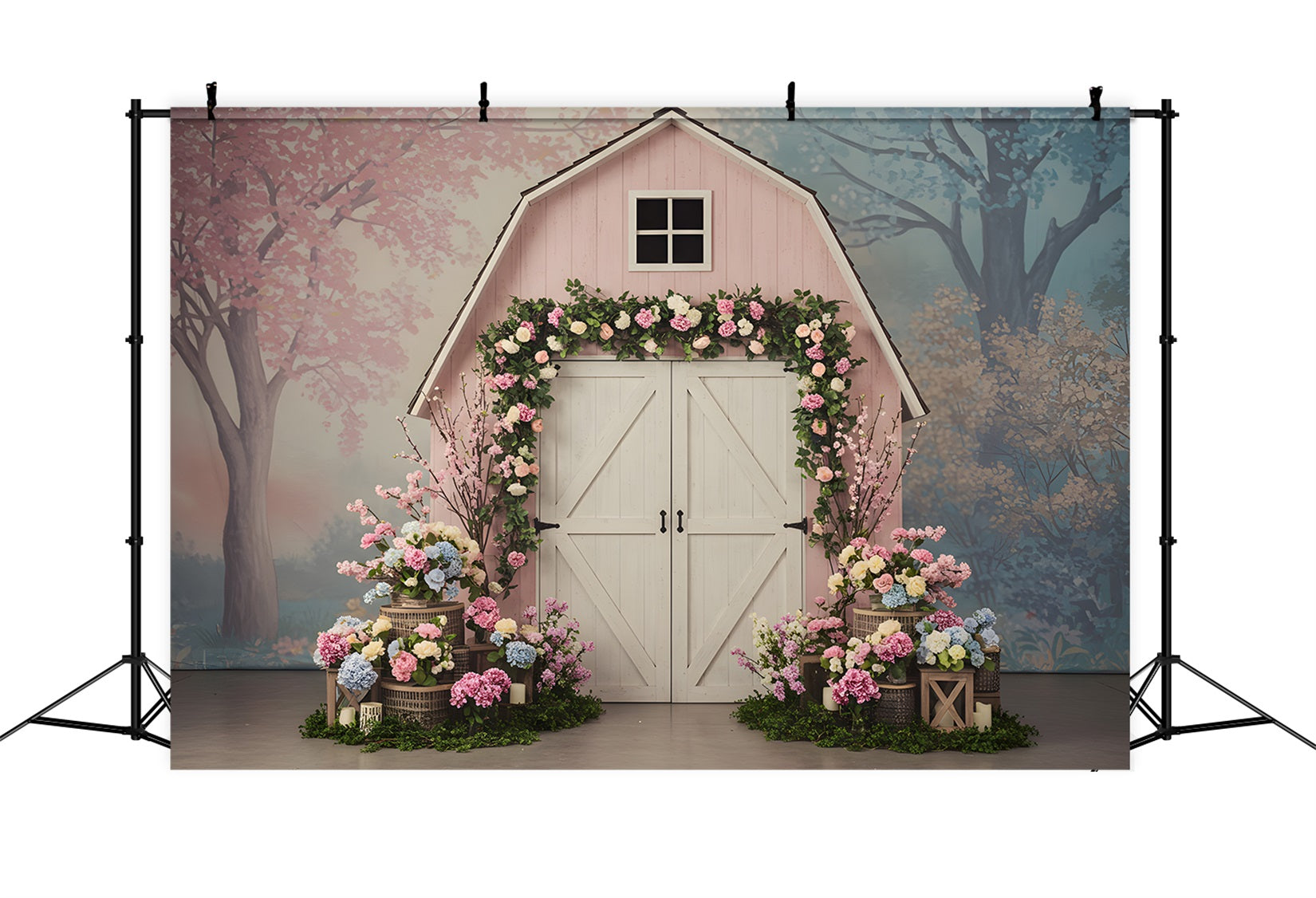 Toile de fond Studio Fête des Mères Grange Florale Rose Par Magali