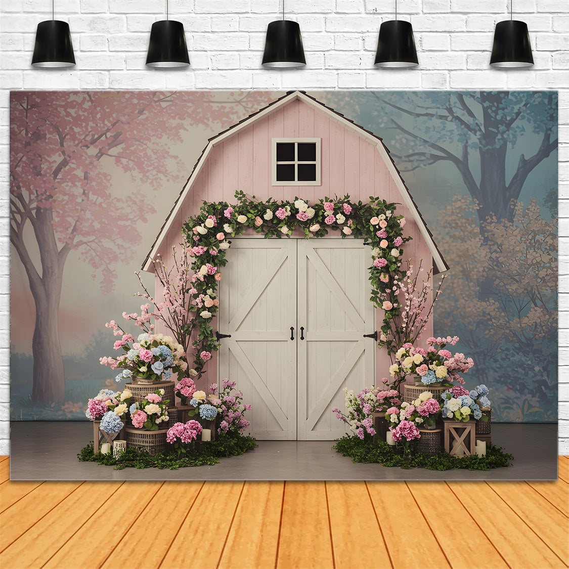 Toile de fond Studio Fête des Mères Grange Florale Rose Par Magali