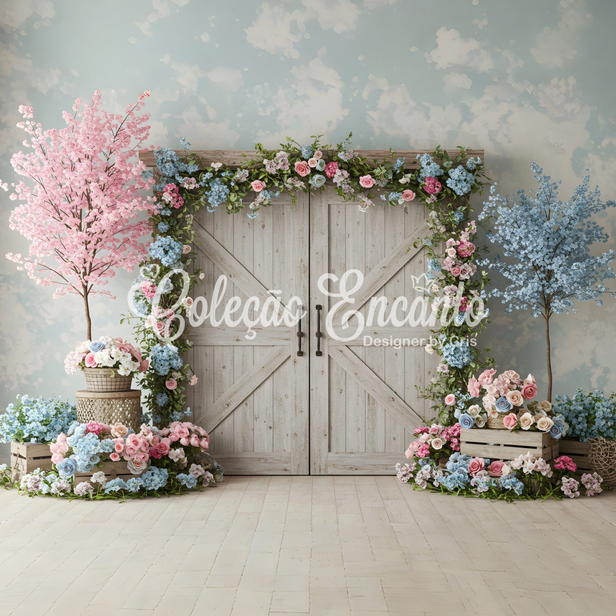 Toile de fond Photo Fête des Mères Porte Fleur Cerisier Pastel Par Magali