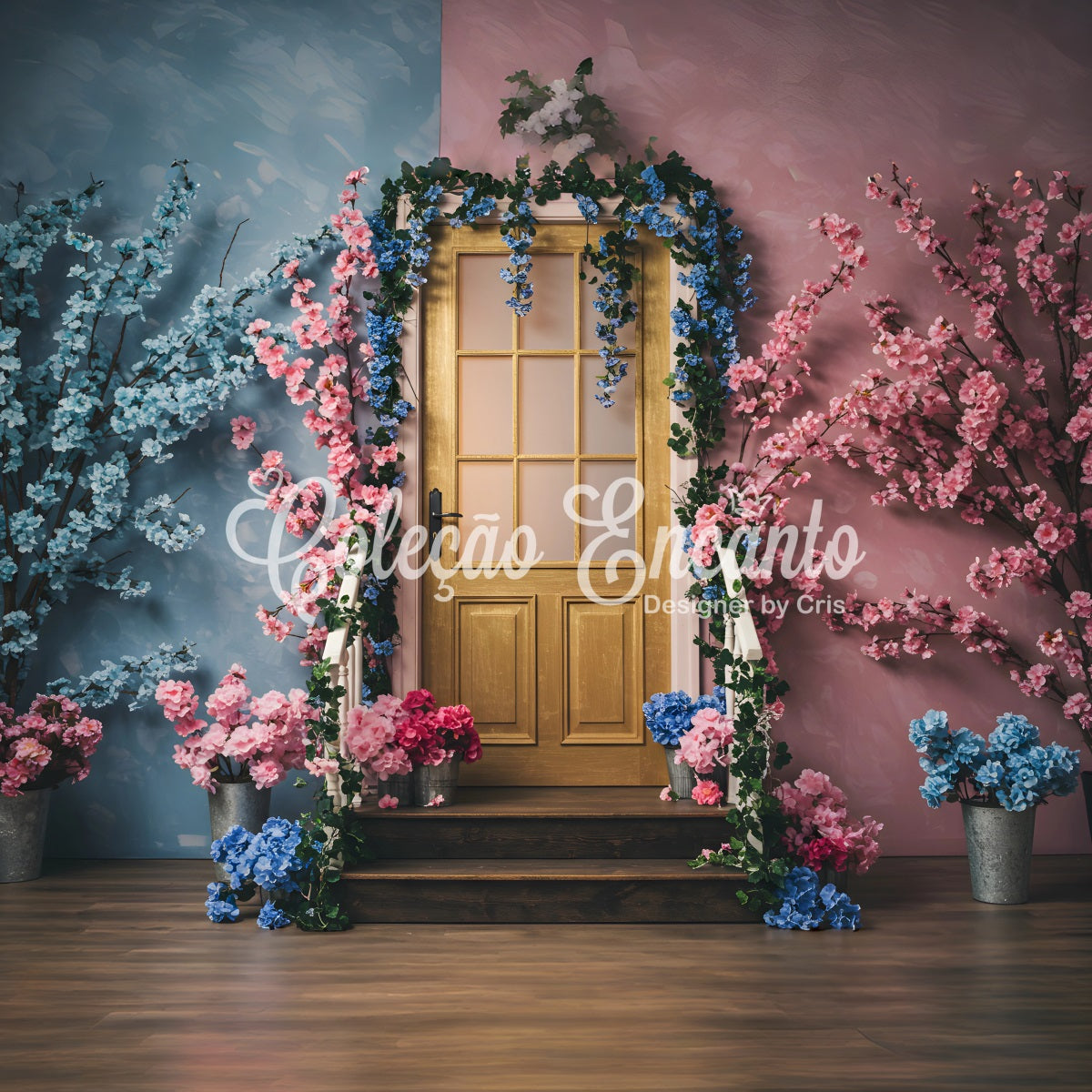 Fond Studio Fête des Mères Porte Florale Deux Tons Par Magali