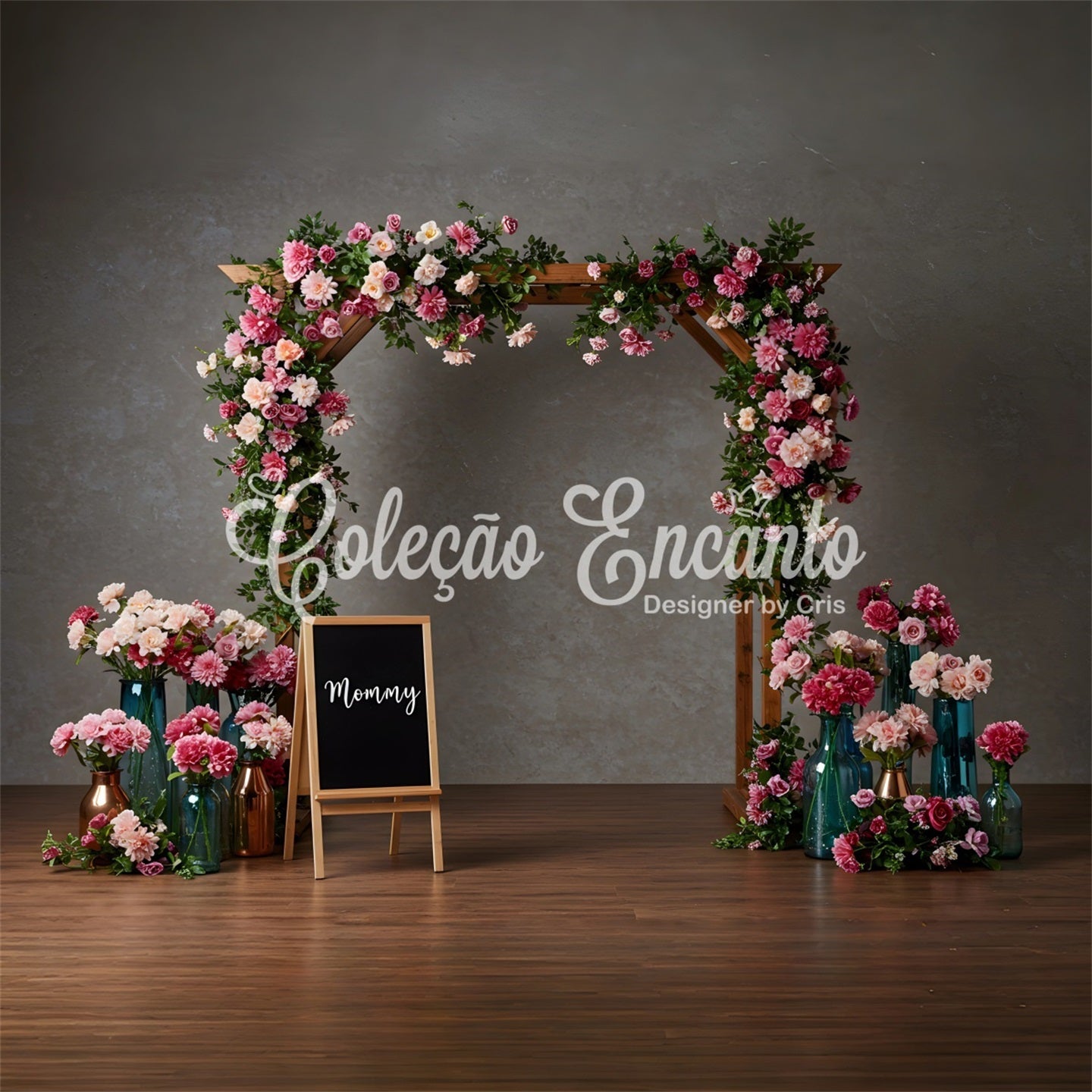 Toile de fond Studio Fête des Mères Arche Florale Rose Par Magali