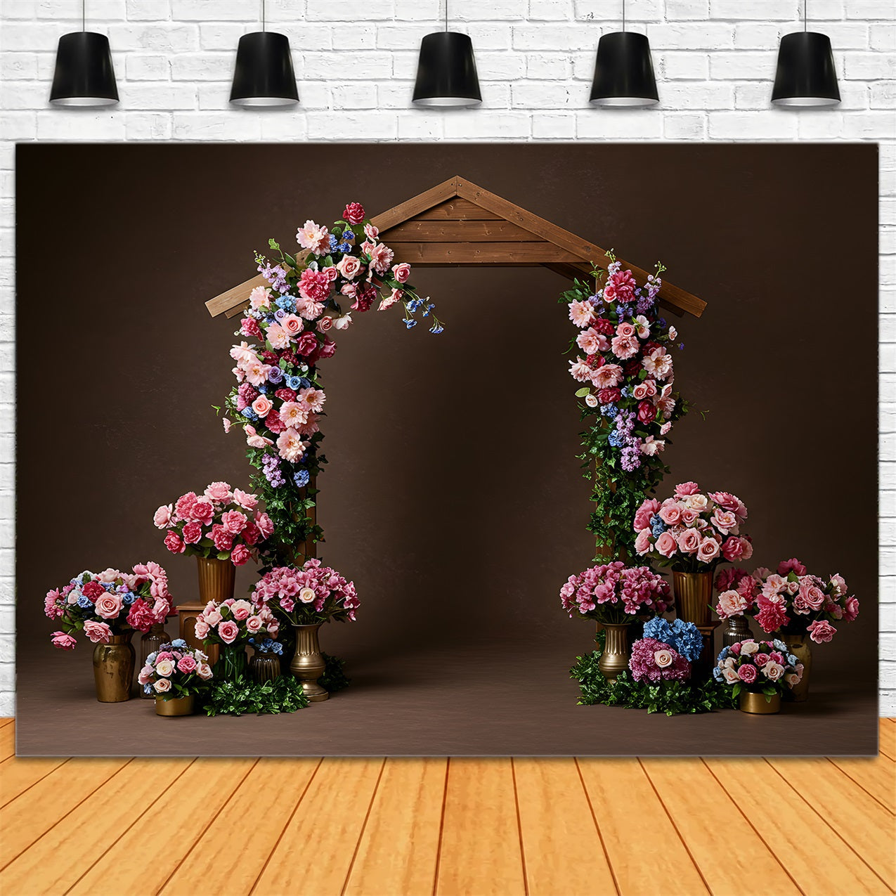 Toile de fond Fête des Mères Arche Florale Rose Bleue Par Magali