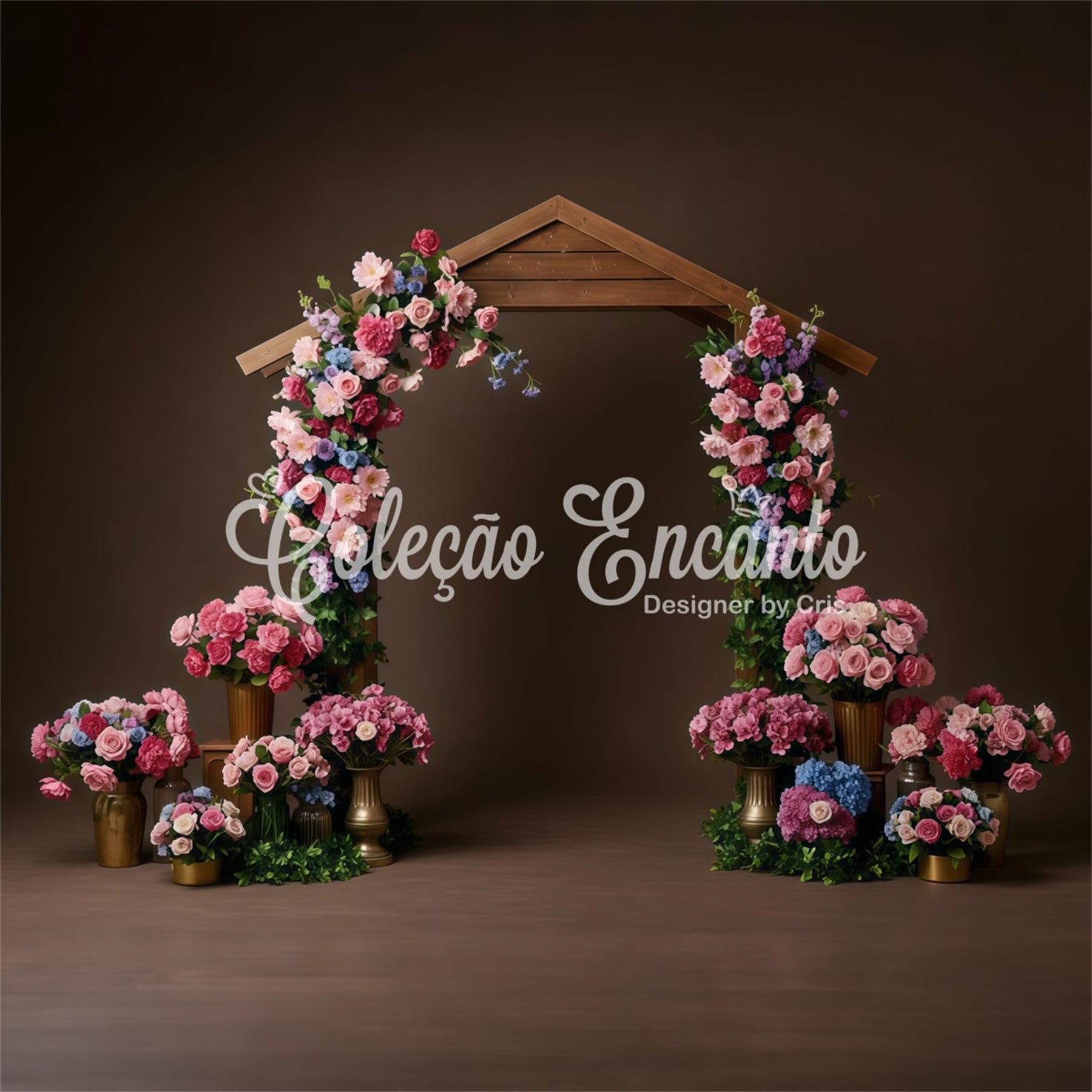 Toile de fond Fête des Mères Arche Florale Rose Bleue Par Magali