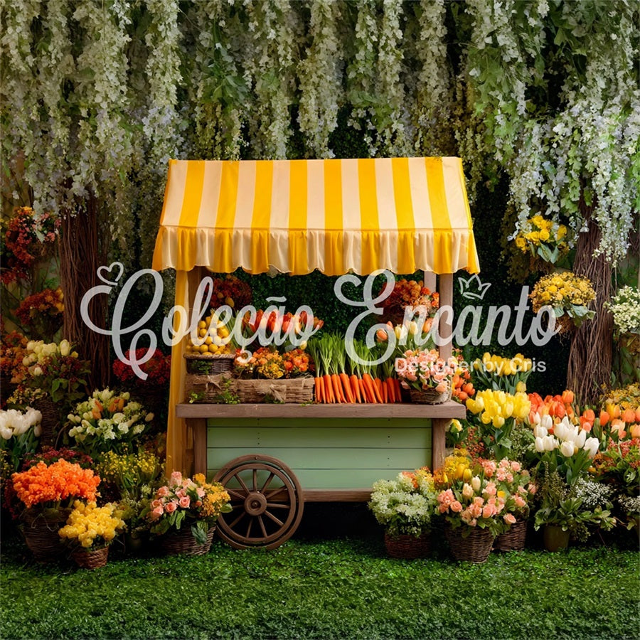 Fond Studio Pâques Auvent Jaune Floral Luxuriant Par Magali
