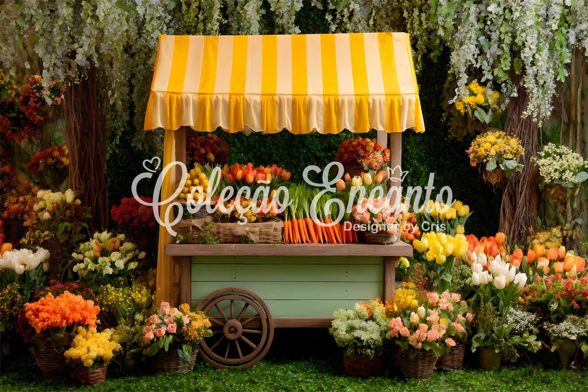 Fond Studio Pâques Auvent Jaune Floral Luxuriant Par Magali