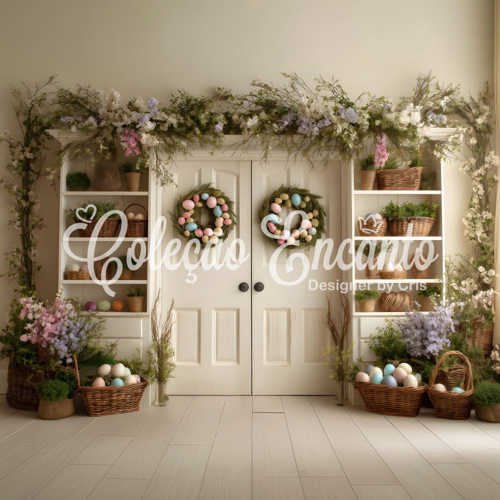 Fond Photo Pâques Portes Doubles Étagères Florales Par Magali