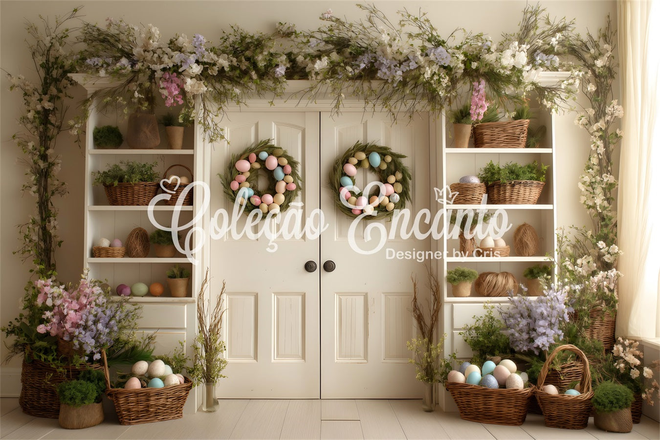 Fond Photo Pâques Portes Doubles Étagères Florales Par Magali
