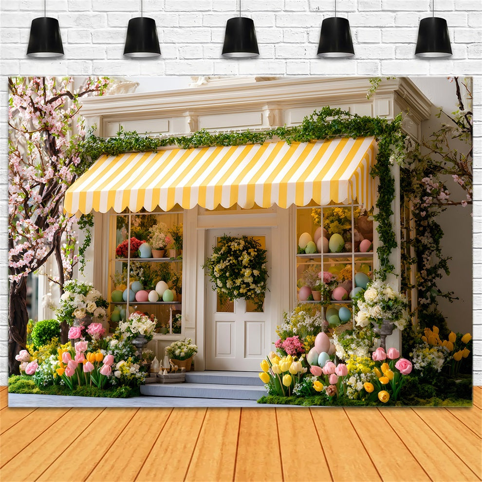 Toile de fond Photo Pâques Floraison Cerisier Auvent Jaune Par Magali