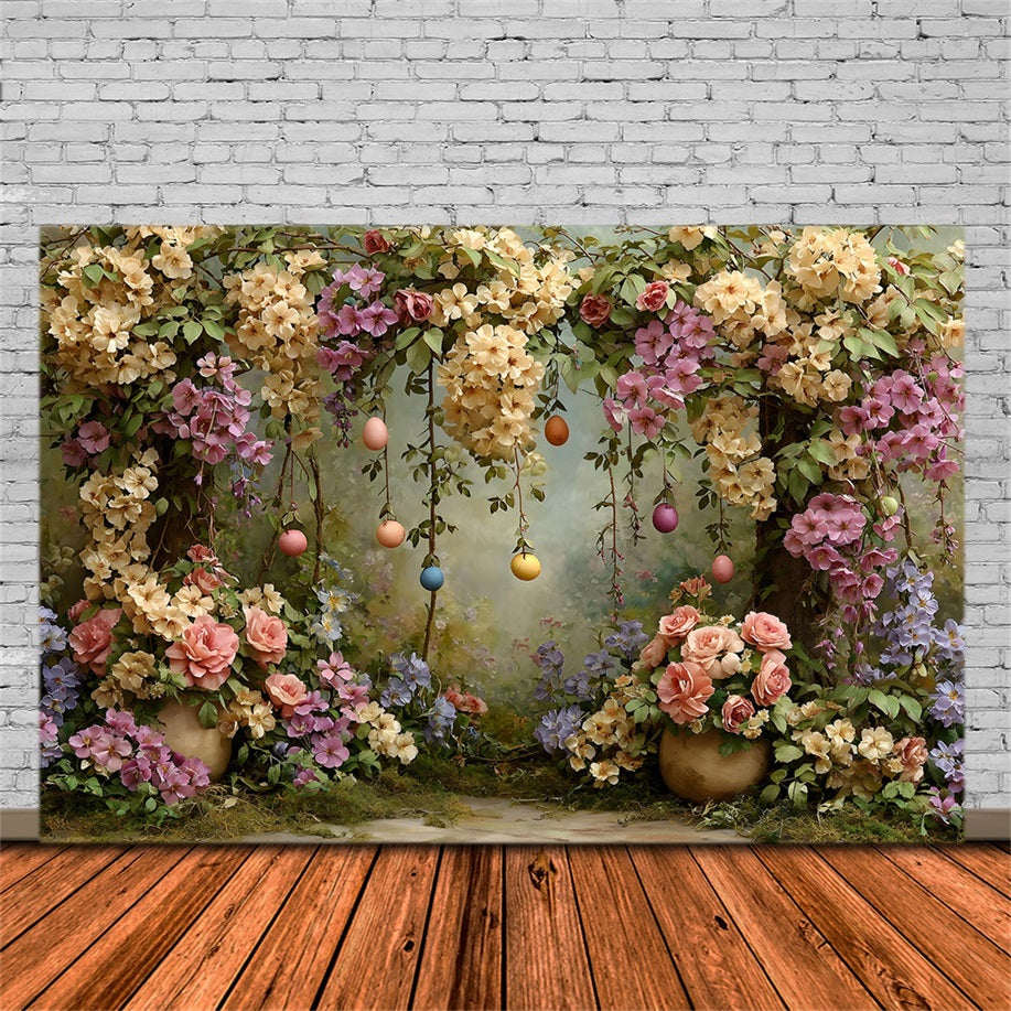 Fond Photo Pâques Arche Fleurs Guirlande Œufs Par Magali