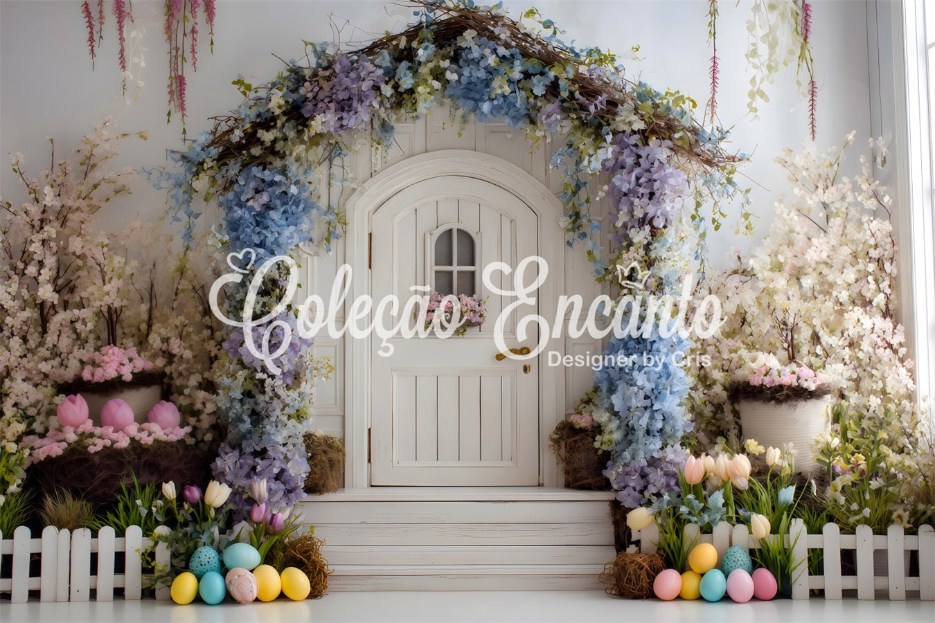 Toile de fond Pâques Arche Bleue Porte Blanche Par Magali