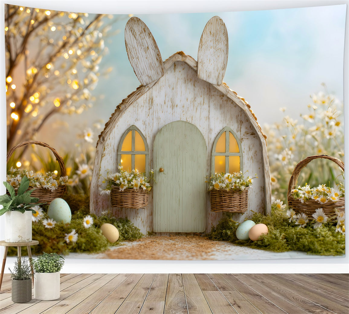Fond Photo Pâques Maison Lapin Œufs Marguerites Par Magali