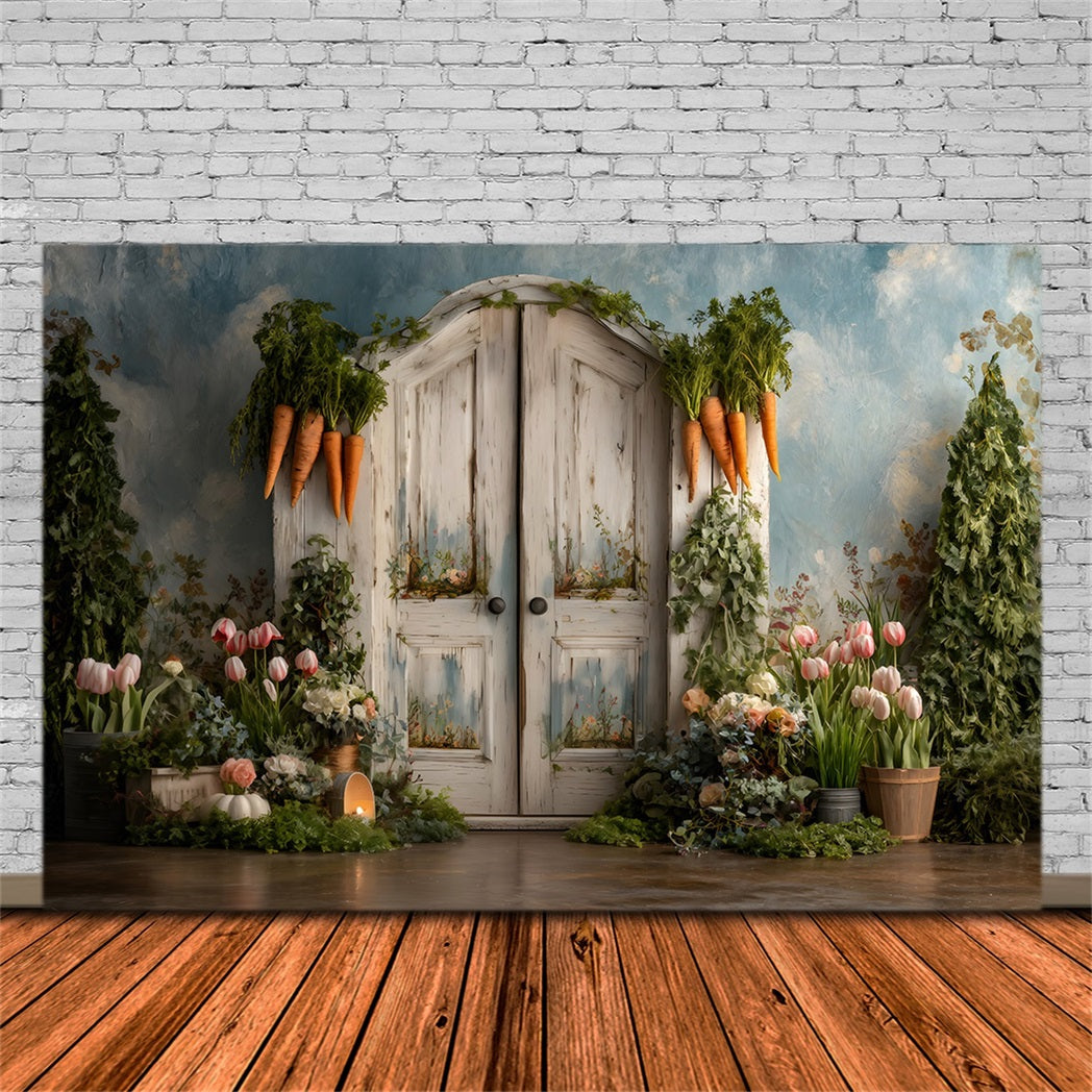 Toile de fond Photo Pâques Porte Arche Tulipees Fleurs Par Magali