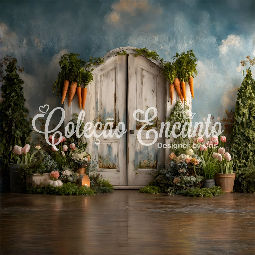 Toile de fond Photo Pâques Porte Arche Tulipees Fleurs Par Magali