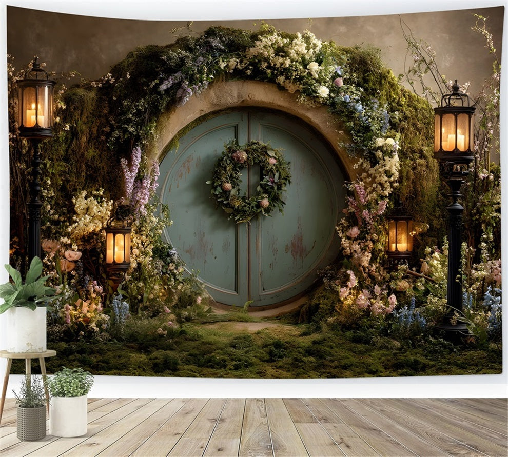 Fond Studio Pâques Porte Jardin Mystique Lumière Lanterne Par Magali
