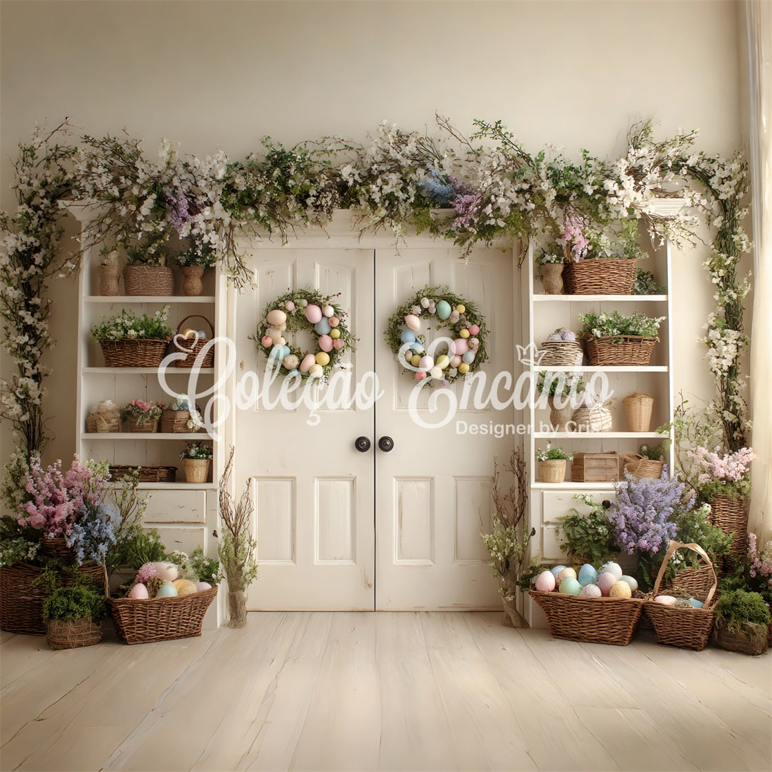 Toile de fond Pâques Armoire Œufs Couronnes Par Magali