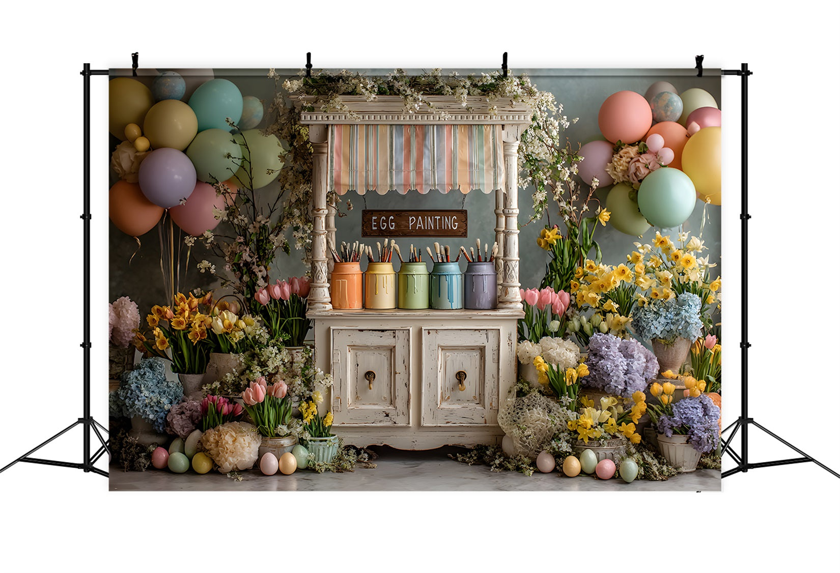 Fond Photo Pâques Stand Peinture Œufs Ballons Pastel Par Magali