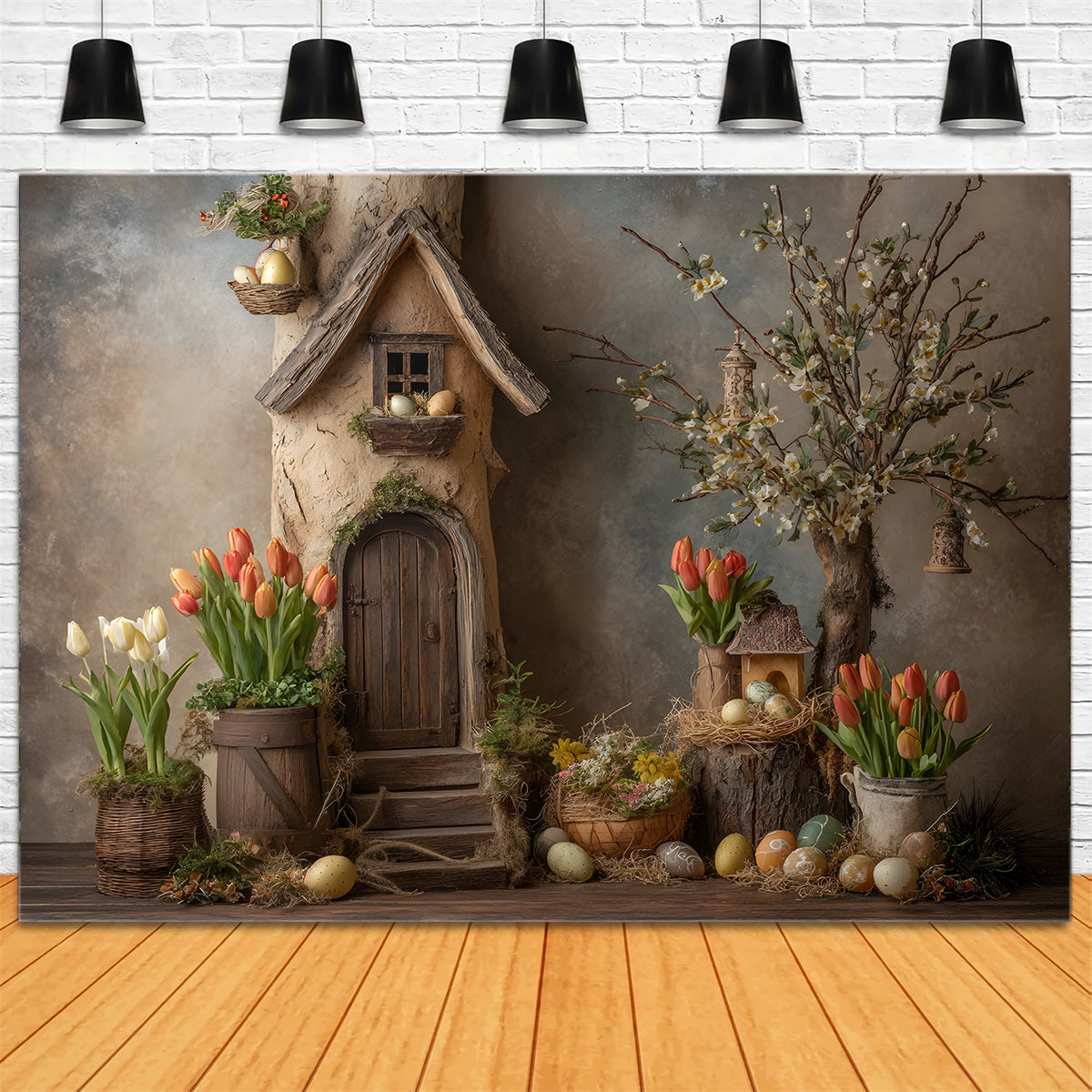 Fond Photo Pâques Cottage Rustique Nid Fleuri Par Magali