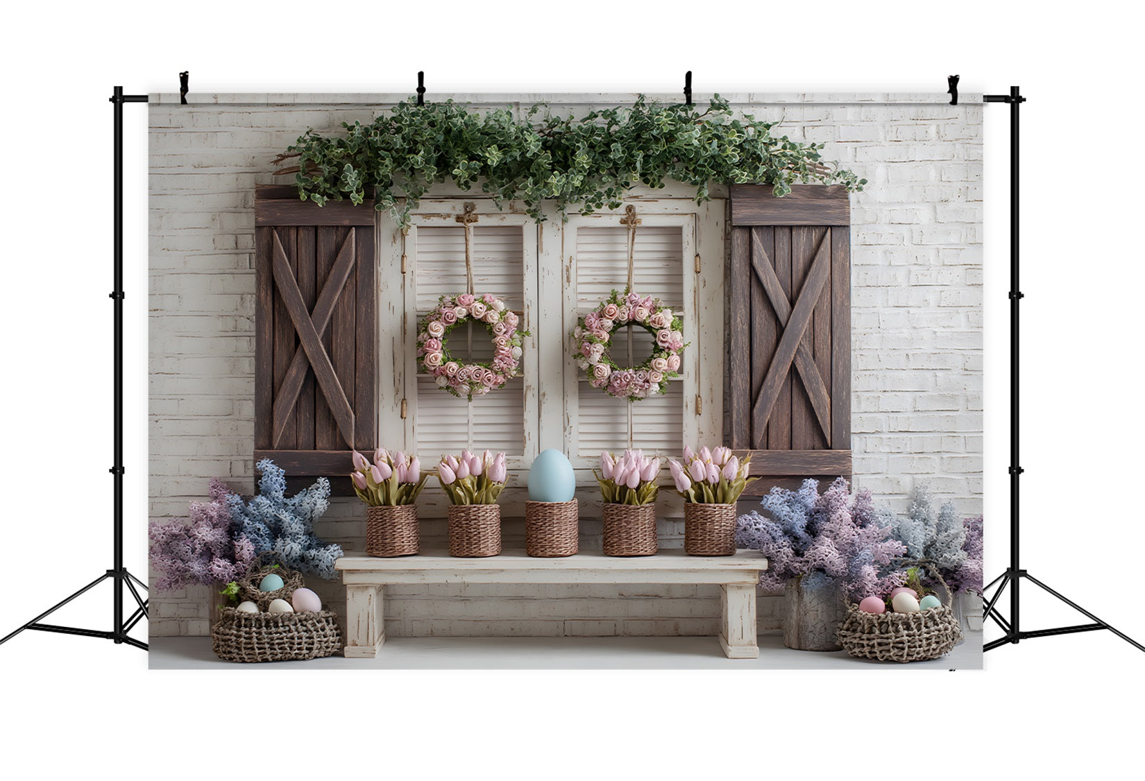 Toile de fond Pâques Fenêtre Œuf Tulipee Rose Par Magali