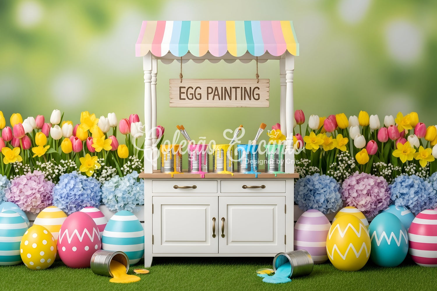 Fond Studio Pâques Étal Peinture Œufs Fleurs Par Magali
