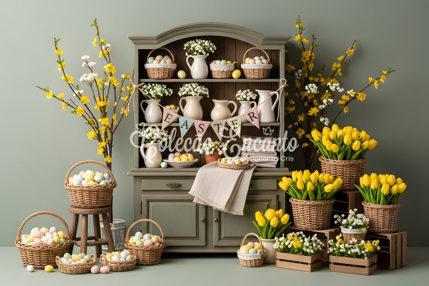 Fond Photo Pâques Armoire Pâques Paniers Œufs Par Magali